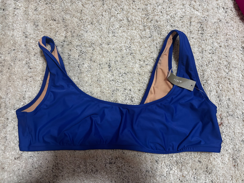 J.Crew Blue Scoop Neck Swim Bikini Top Size 3X NWT